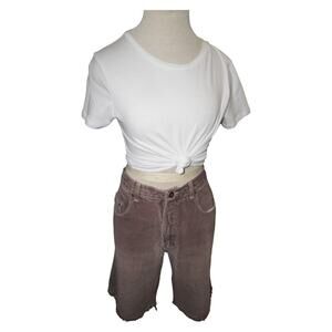 Vintage Utility Carpenter Shorts Men’s 34 Brown Baggy Fit Distressed Hem